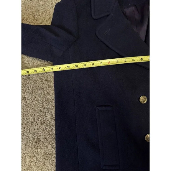 TALBOTS Vintage Double Breast Wool Blend Blazer Navy Purple Sz 12 USA Academia - Picture 9 of 11